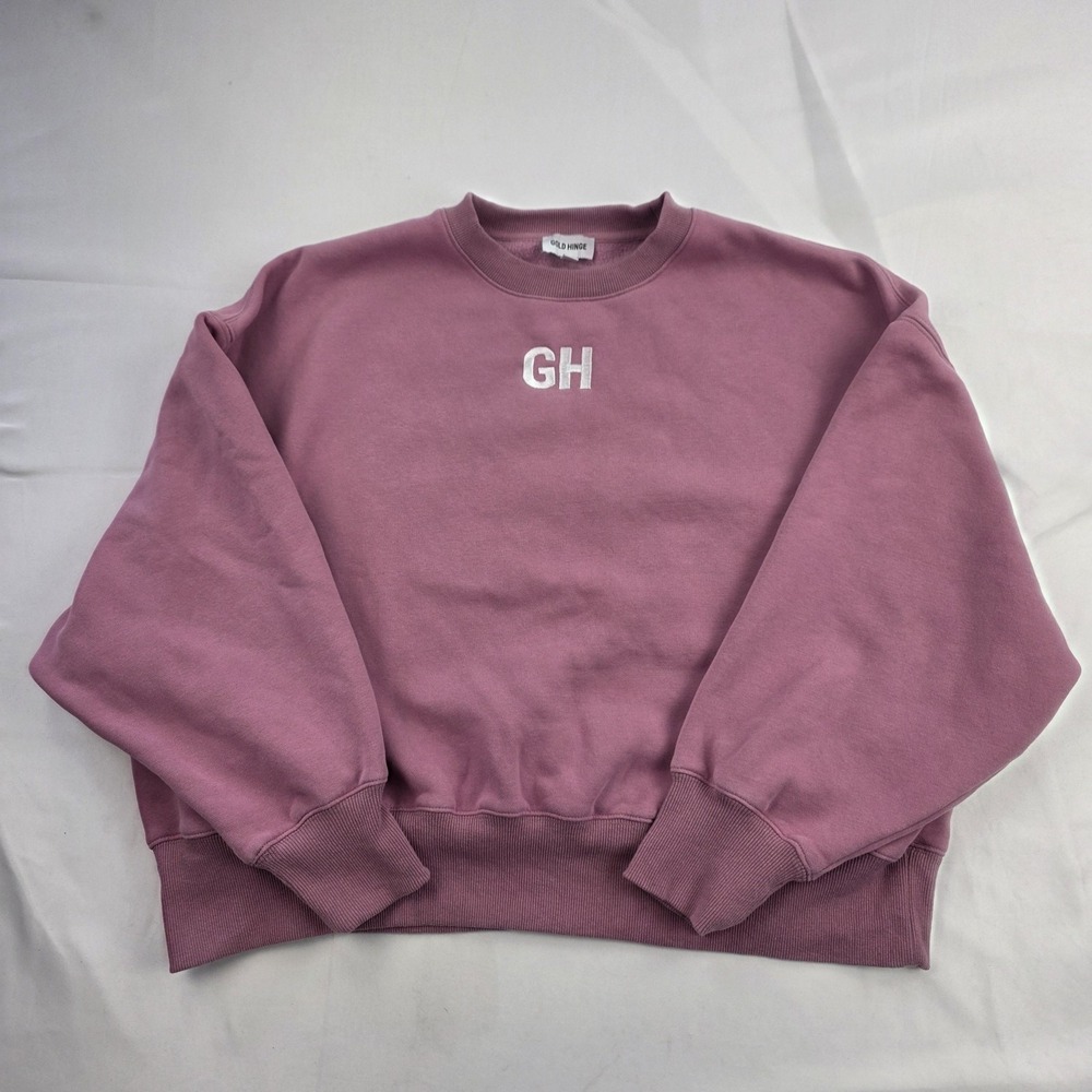 Gold Hinge Sweatshirt Womens Small Pink GH Embroidered Crewneck Fleece Pullover